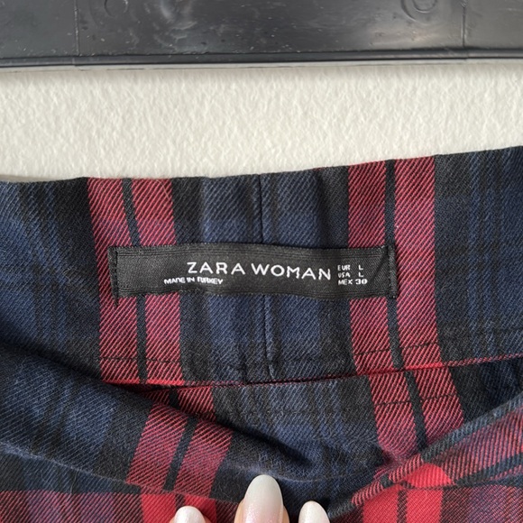 Zara navy and red plaid midi skirt - Picture 2 of 3